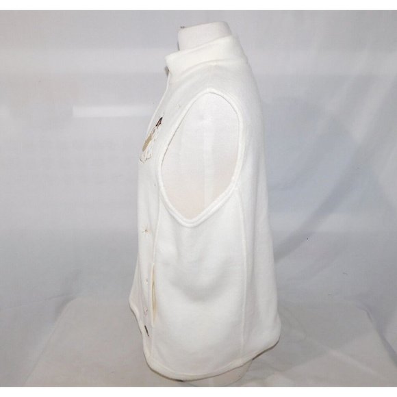 Northern Reflections Off White Christmas Angels Womens L Full Zip Fleece Vest - Picture 12 of 12